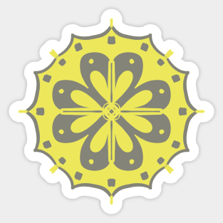 Floral Mandala - yellow and gray Sticker